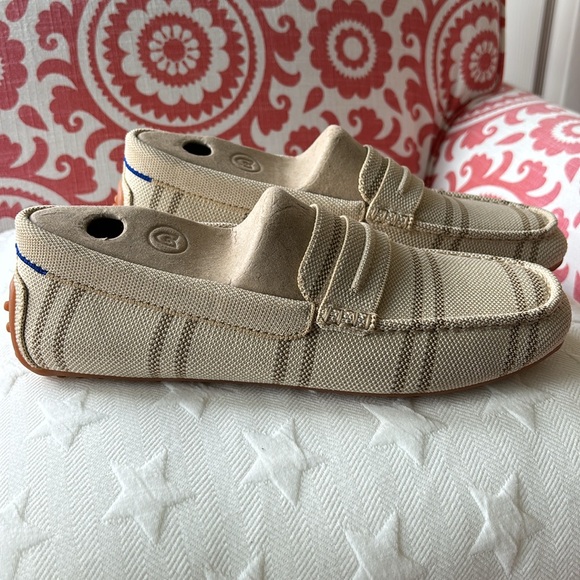 NEW no box Rothy’s Driver Women’s Size 9 “Sandy Shores” Cream/Tan Stripe Loafer - Picture 2 of 6